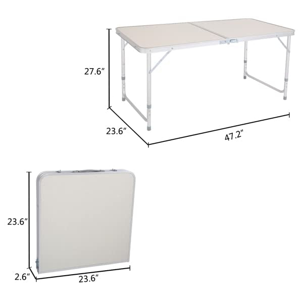 Aluminum Portable Folding Table 4 Foot White Adjustable Height K40780