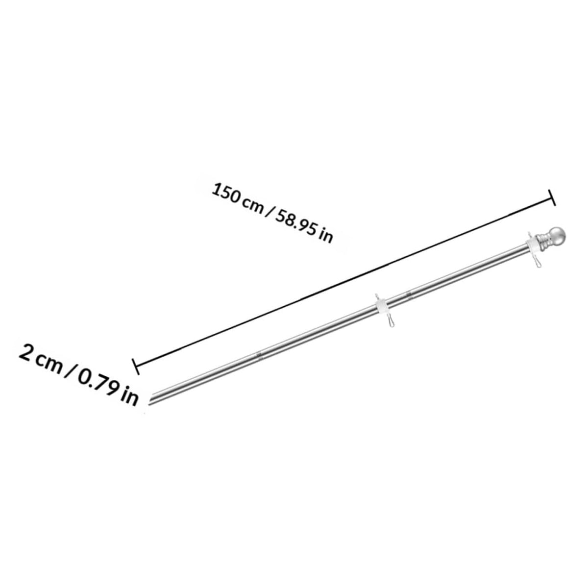 2pcs Stainless Steel Flag Pole Set 1.5m Rustproof O645941