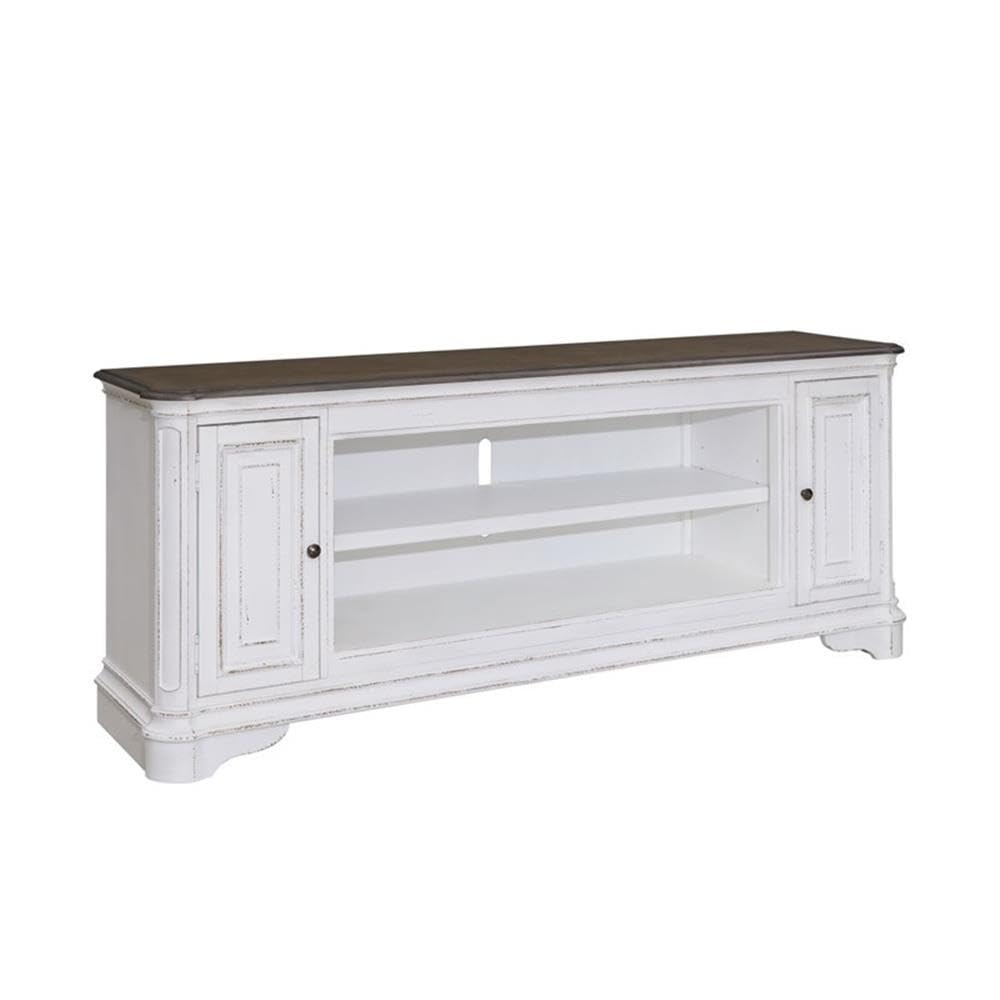 82 Inch Fireplace TV Console with Adjustable Shelves Y7288