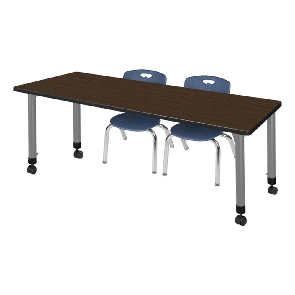Mobile Rectangular Table with 2 Stack Chairs E32097