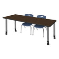 Mobile Rectangular Table with 2 Stack Chairs E32097