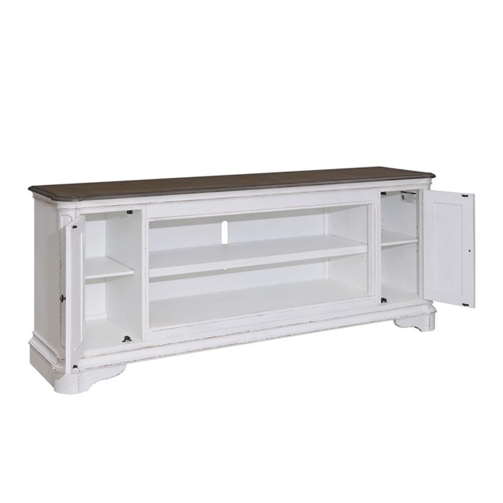 82 Inch Fireplace TV Console with Adjustable Shelves Y7288