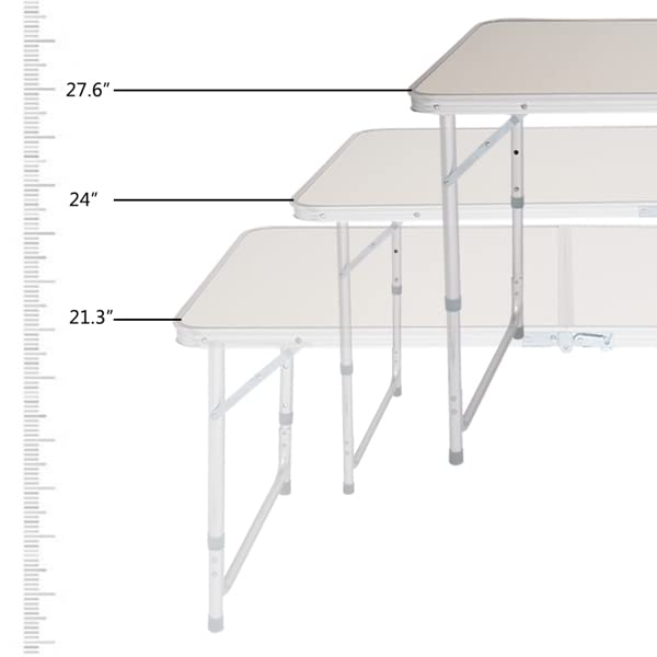 Aluminum Portable Folding Table 4 Foot White Adjustable Height K40780