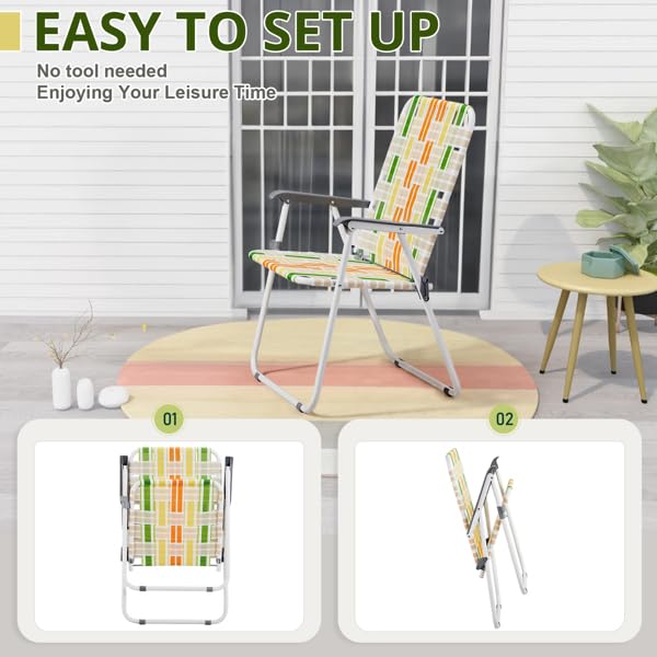 Folding Lawn Chair Set of 2 Yellow A12606