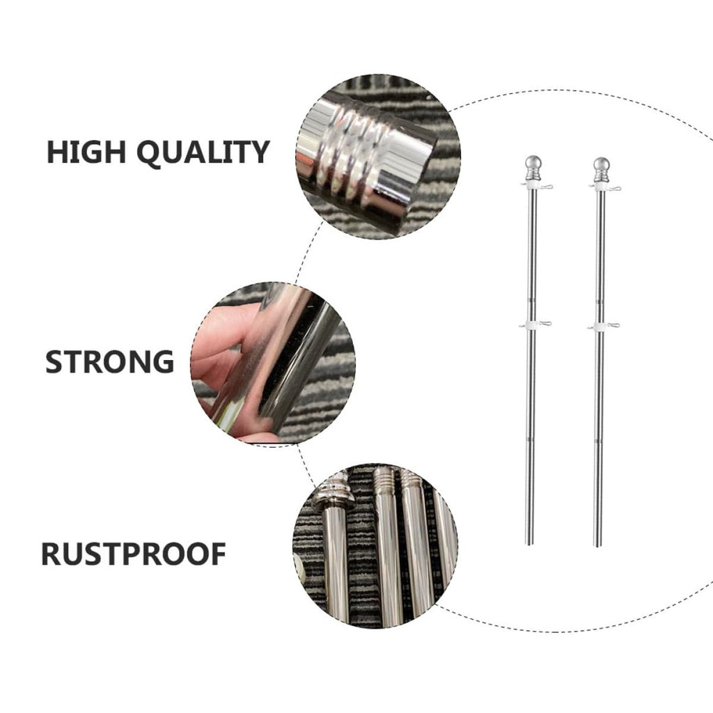2pcs Stainless Steel Flag Pole Set 1.5m Rustproof O645941