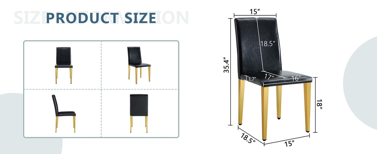 Black Gold Upholstered Dining Chairs Set of 4 H8876
