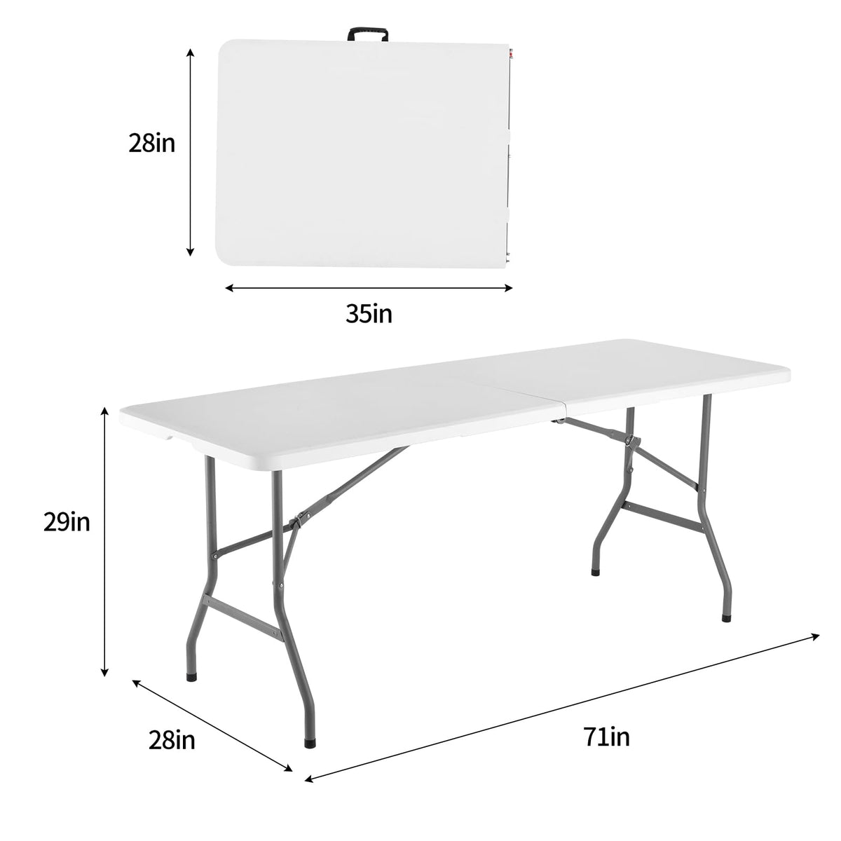 White Portable Folding Table with Carrying Handle S2796