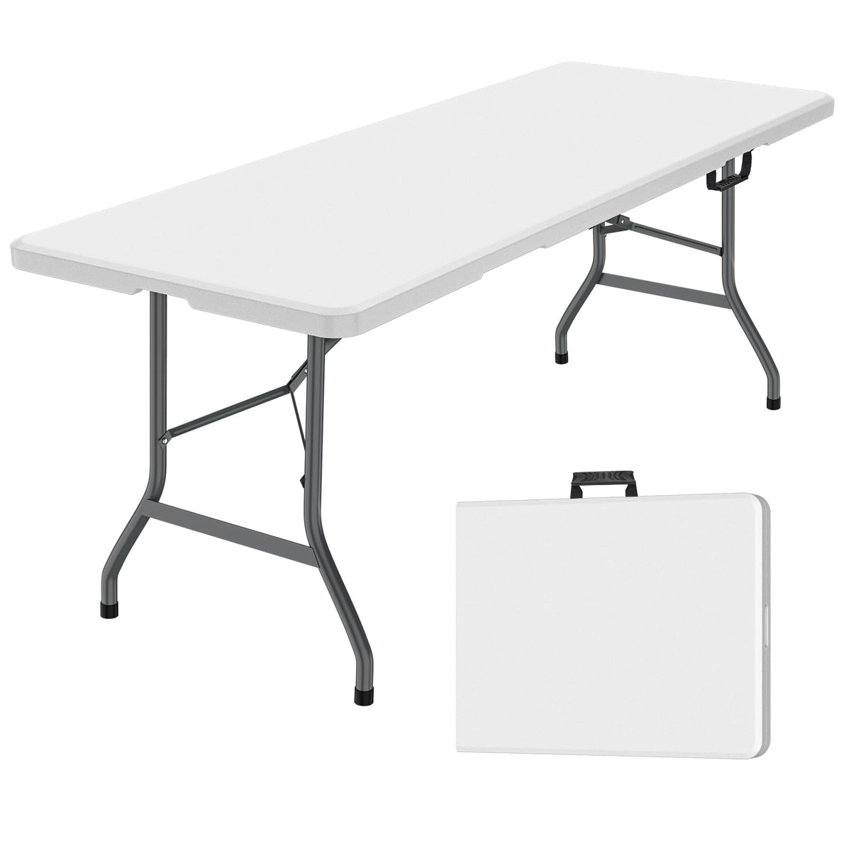 White Portable Folding Table with Carrying Handle S2796