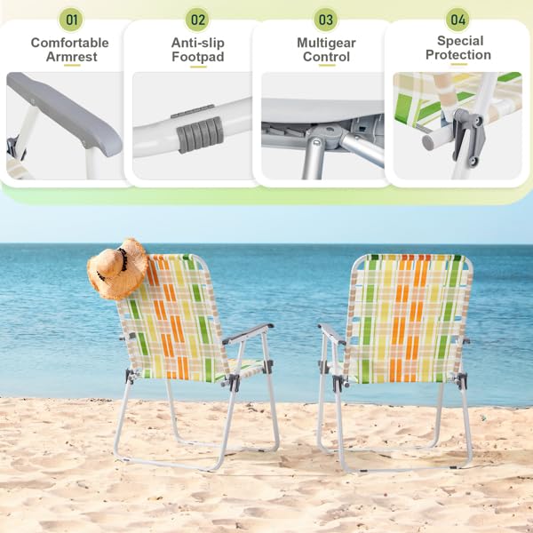 Folding Lawn Chair Set of 2 Yellow A12606