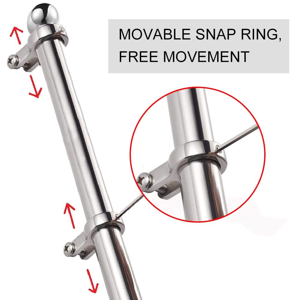 Marine Flag Pole with Base, 316 Stainless Steel Flag Pole Set, 42 in K4371