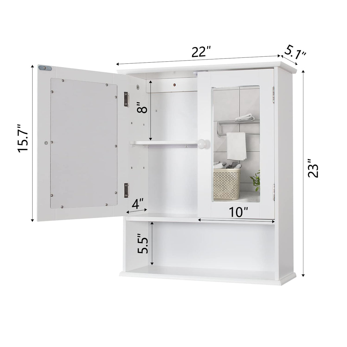 Medicine Cabinet with Mirror 2 Doors W409