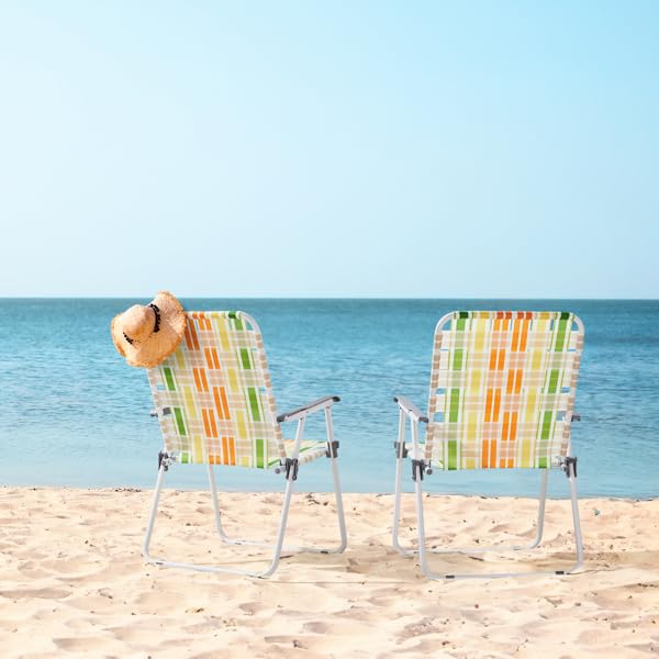 Folding Lawn Chair Set of 2 Yellow A12606
