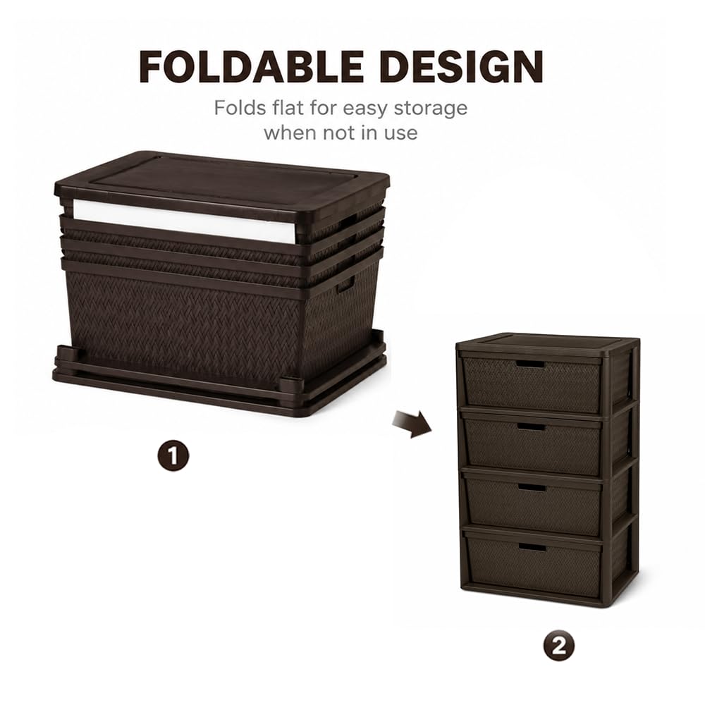 Brown 4 Drawer Plastic Storage Tower E35776