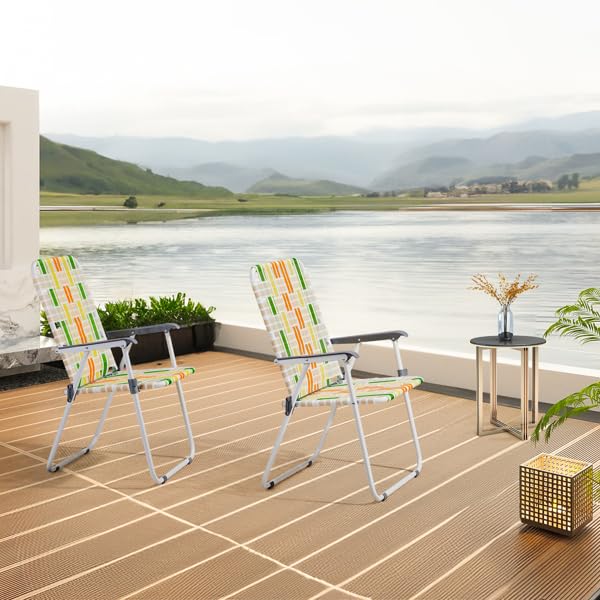 Folding Lawn Chair Set of 2 Yellow A12606