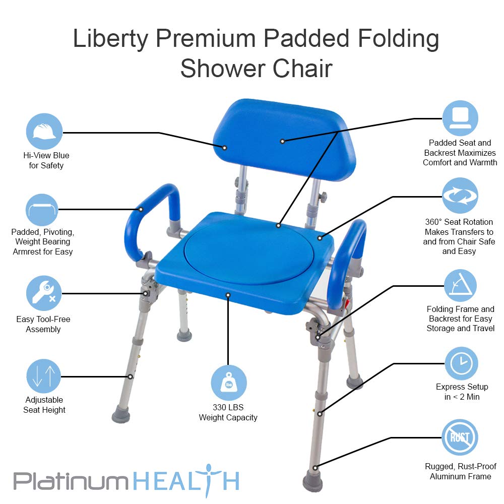 Folding Shower Chair with Padded Seat Armrests Backrest G51802