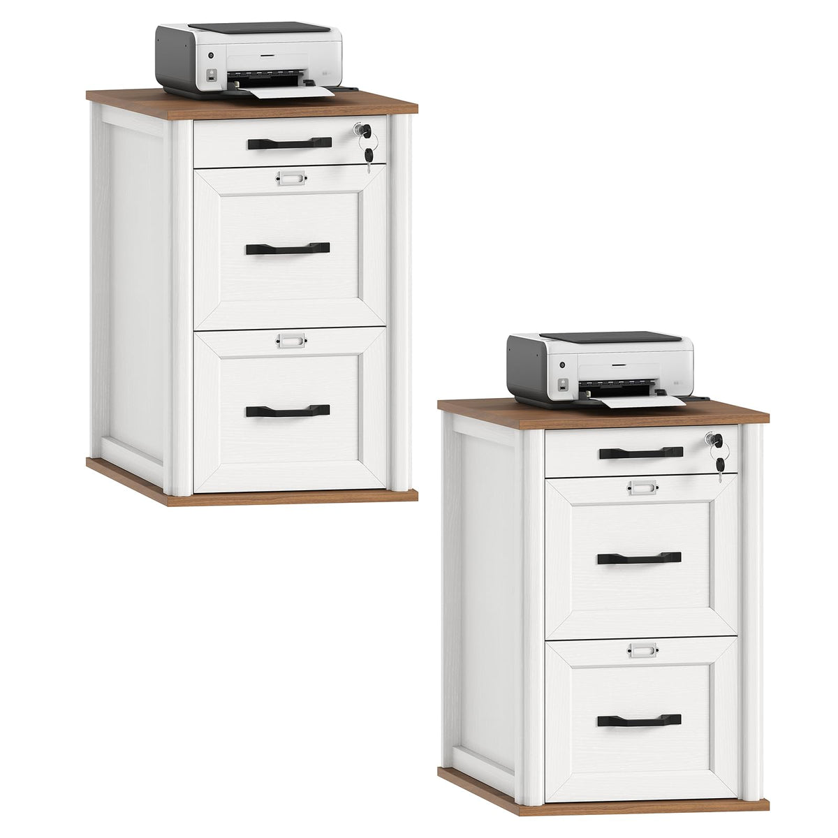 3 Drawer File Cabinet with Lock Set of 2 N22300