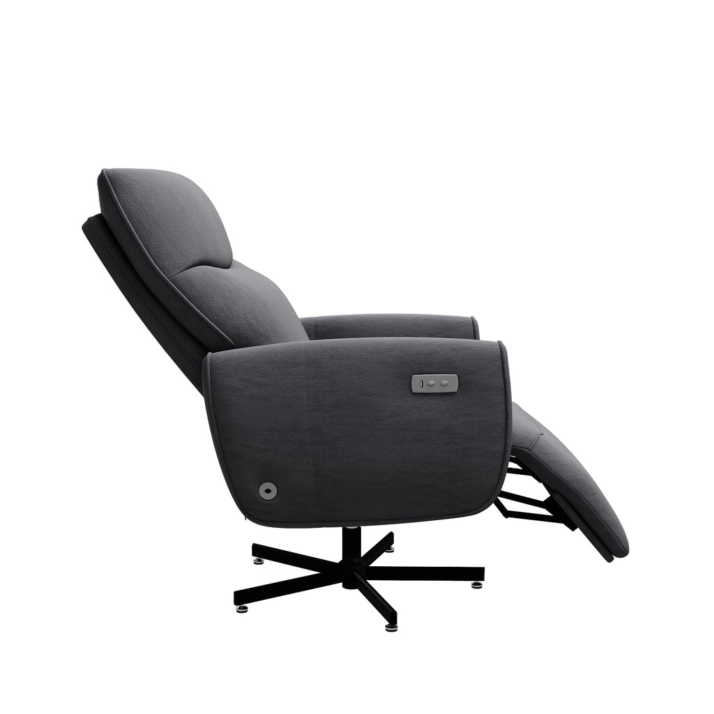 Grey Velvet Swivel Rocker Recliner Chair with USB & Type-C Charging L443954