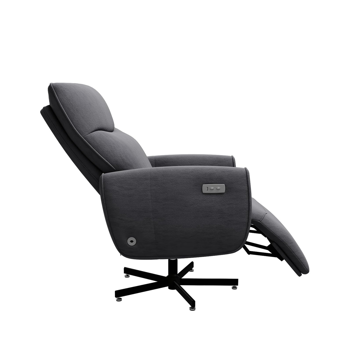 Grey Velvet Swivel Rocker Recliner Chair with USB & Type-C Charging L443954