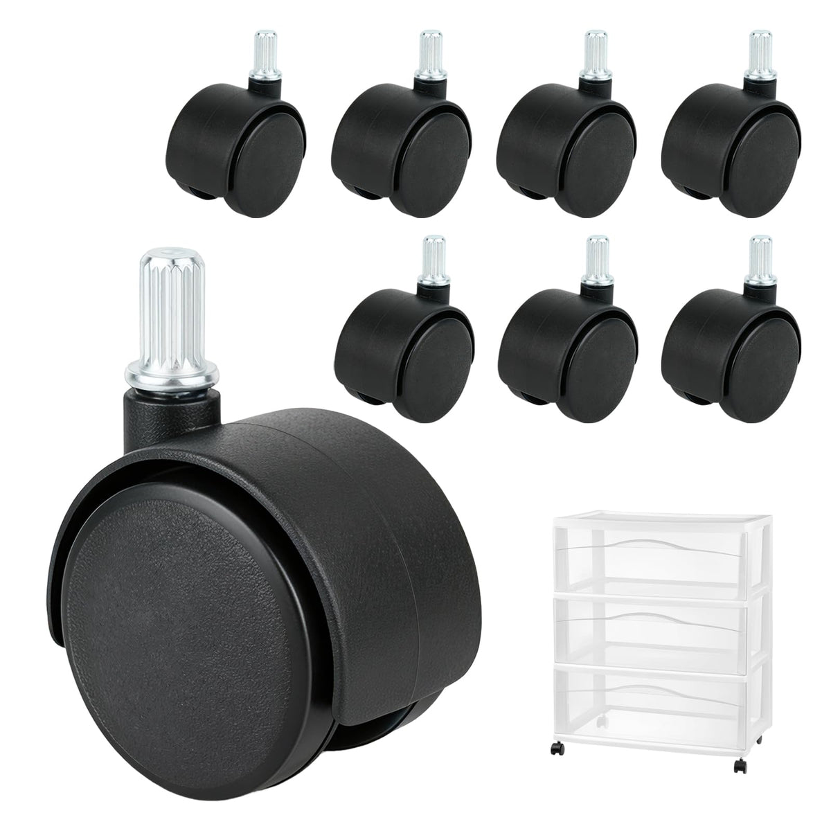 8PCS Replacement Casters for 3 Drawer Cart A890444