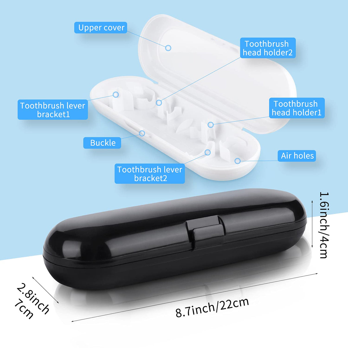 2 Pack Portable Electric Toothbrush Travel Case Y70883
