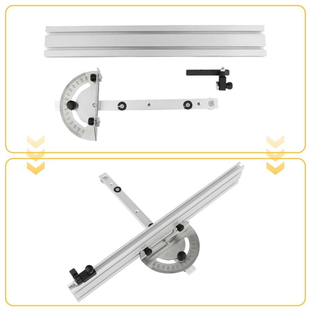 Table Saw Miter Gauge System with Miter Fence, 120° Angle Stops Adjustable, 250mm R86464