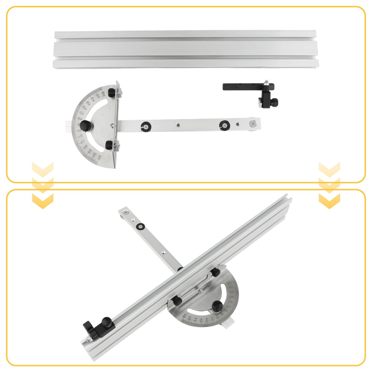 Table Saw Miter Gauge System with Miter Fence, 120° Angle Stops Adjustable, 250mm R86464