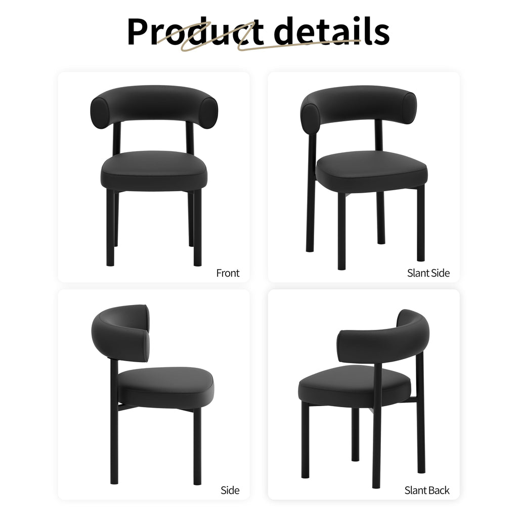 Black Faux Leather Dining Chairs Set of 4 I86143