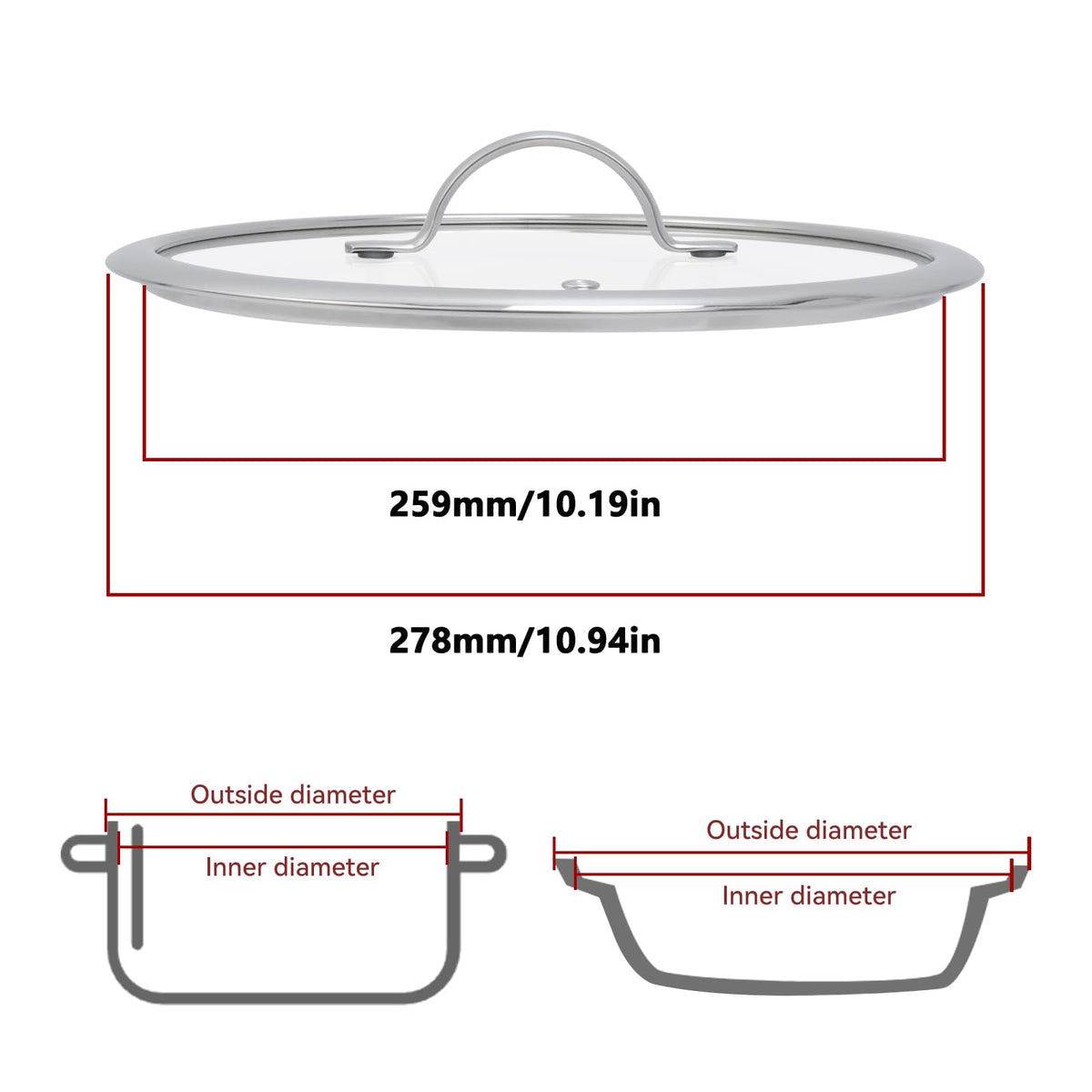 10.5" Tempered Glass Pot Lid T3573
