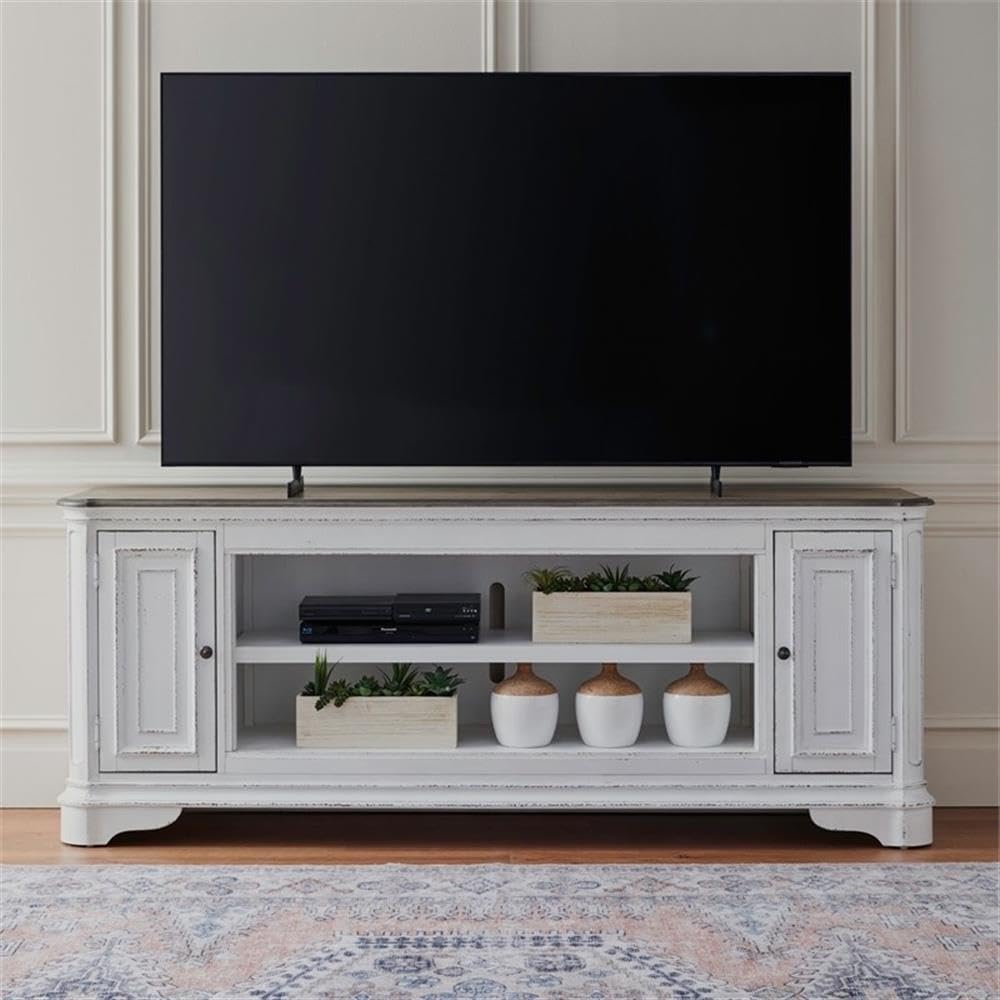 82 Inch Fireplace TV Console with Adjustable Shelves Y7288