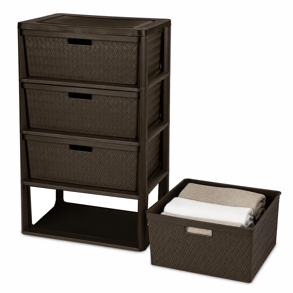 Brown 4 Drawer Plastic Storage Tower E35776