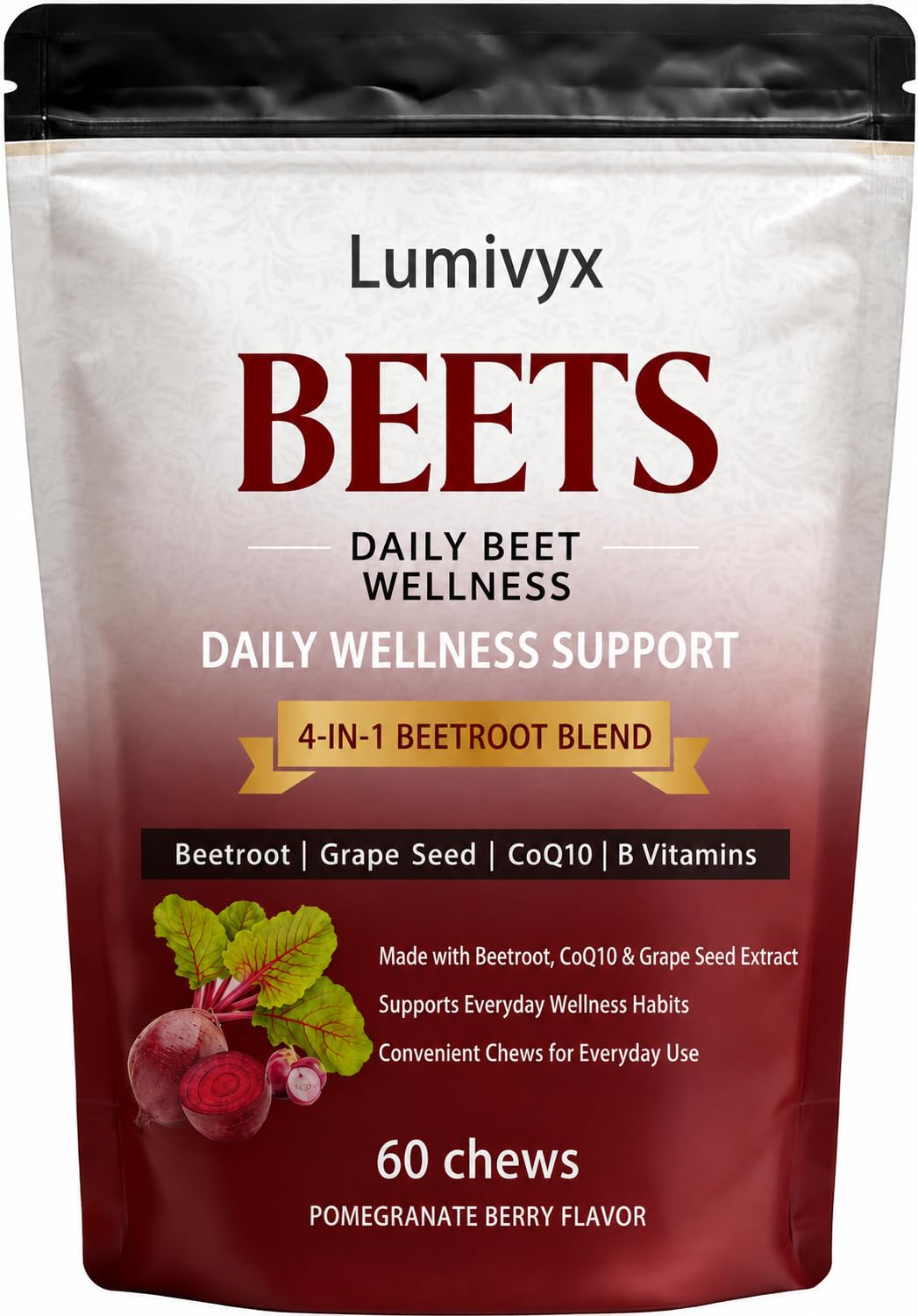 Beet Chews with Grape Seed Extract & CoQ10, 60 Chews D357