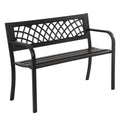 4 Feet Heavy-Duty Metal Patio Bench with Backrest Armrests P1953