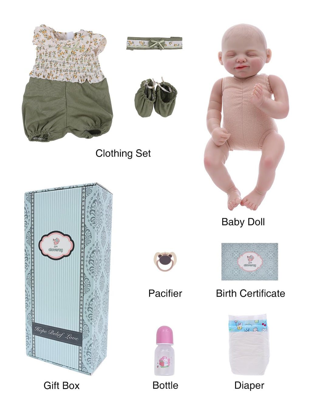 Realistic 20 Inch Baby Doll with Accessories T13385