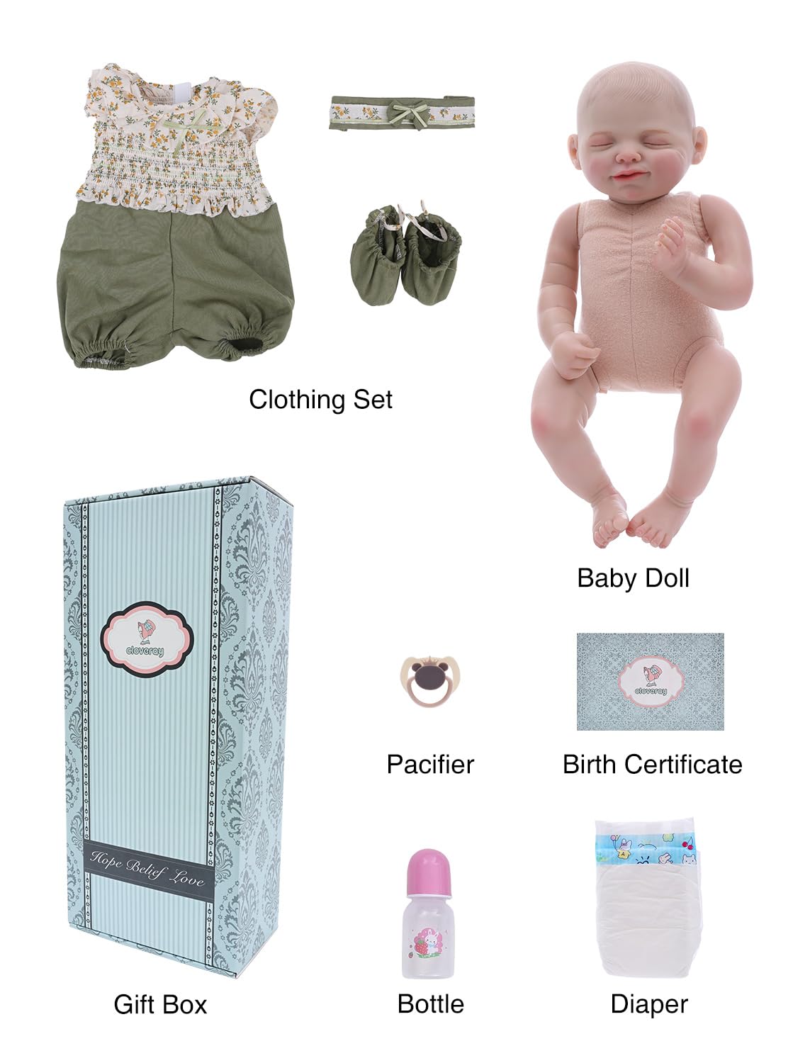 Realistic 20 Inch Baby Doll with Accessories T13385