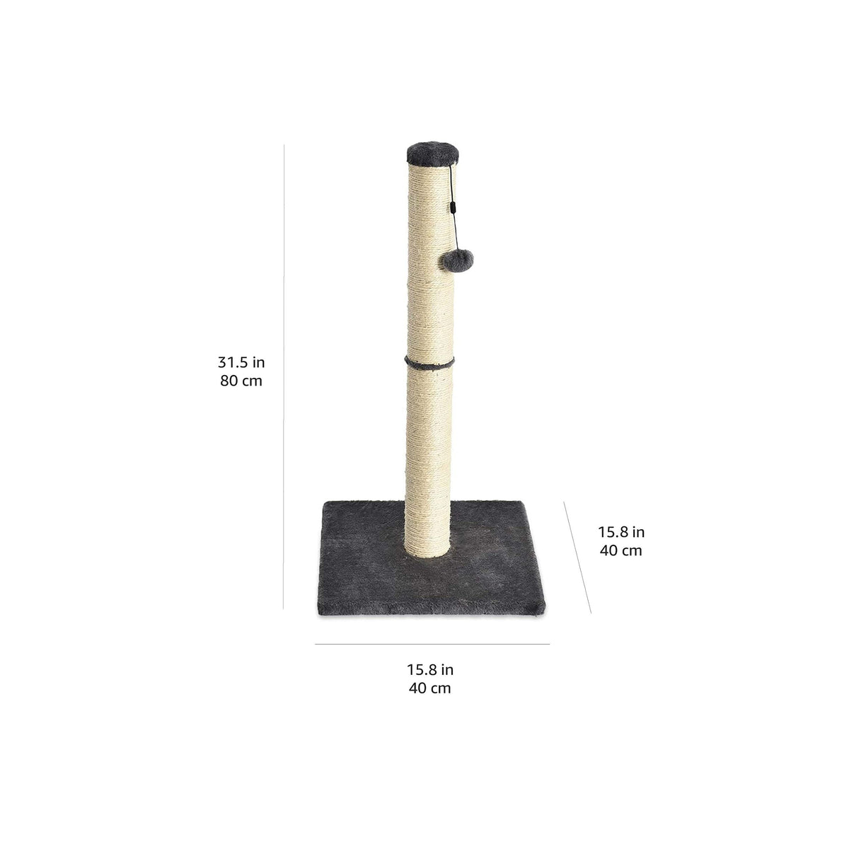Cat Scratching Post with Dangling Ball Toy, Grey C870841