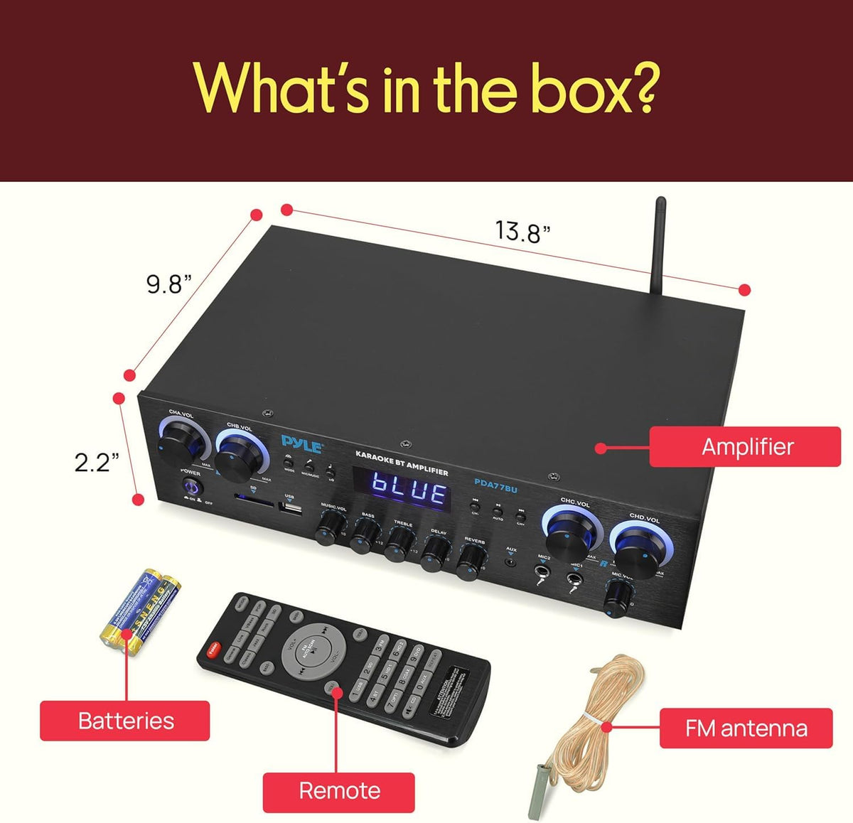 4 Channel 800 Watt Bluetooth Stereo Receiver W394