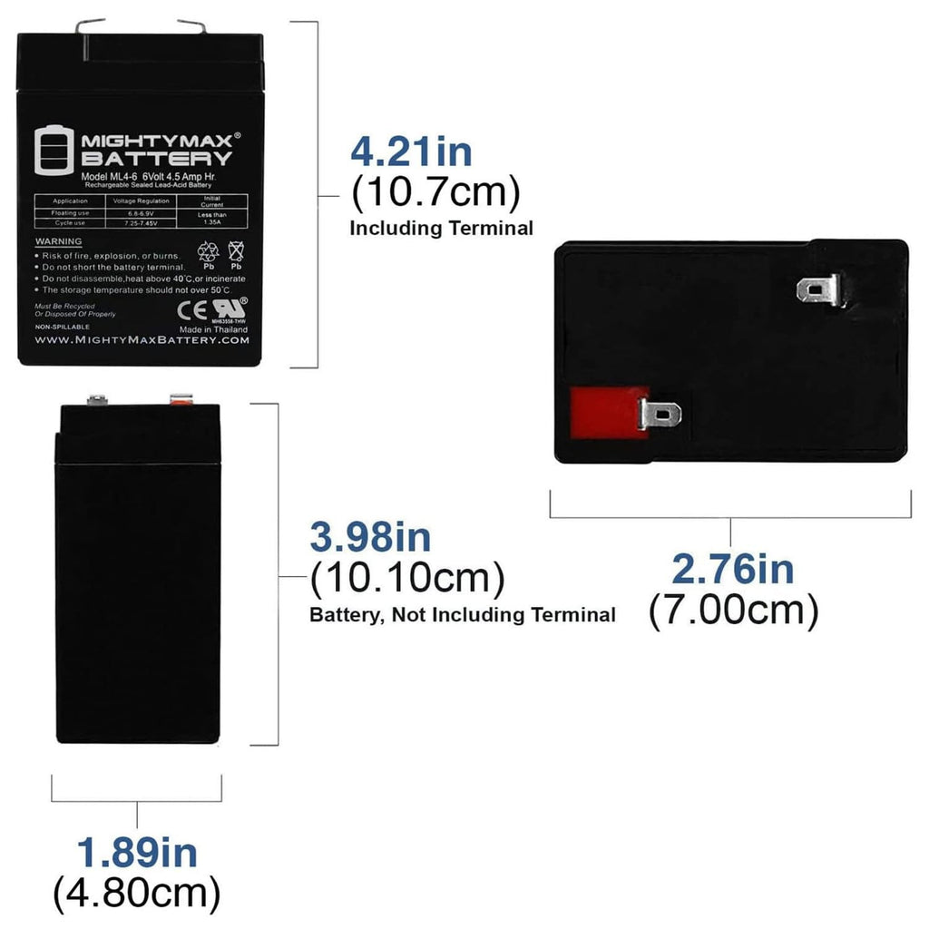 6V 4.5AH SLA Replacement Battery O1342