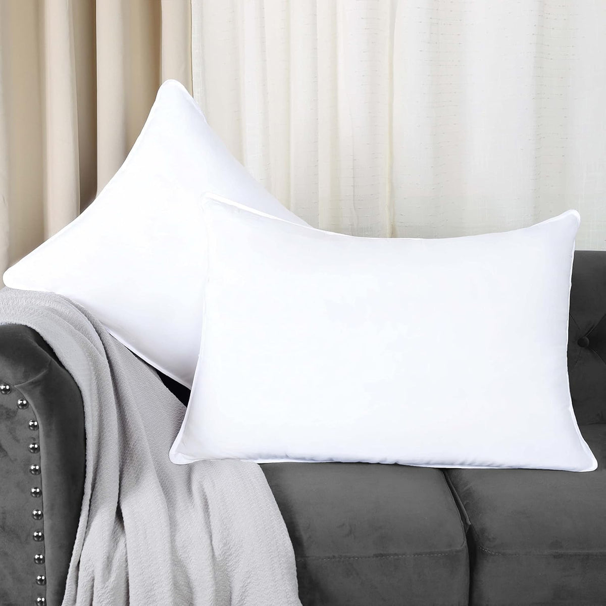 Down Alternative Pillow Set, Soft Microfiber Shell, Set of 2, King Size L318