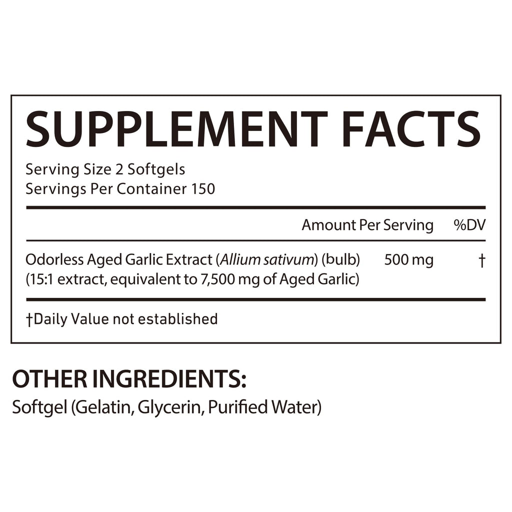 Odorless Garlic Softgels 7500mg 300 Softgels K541