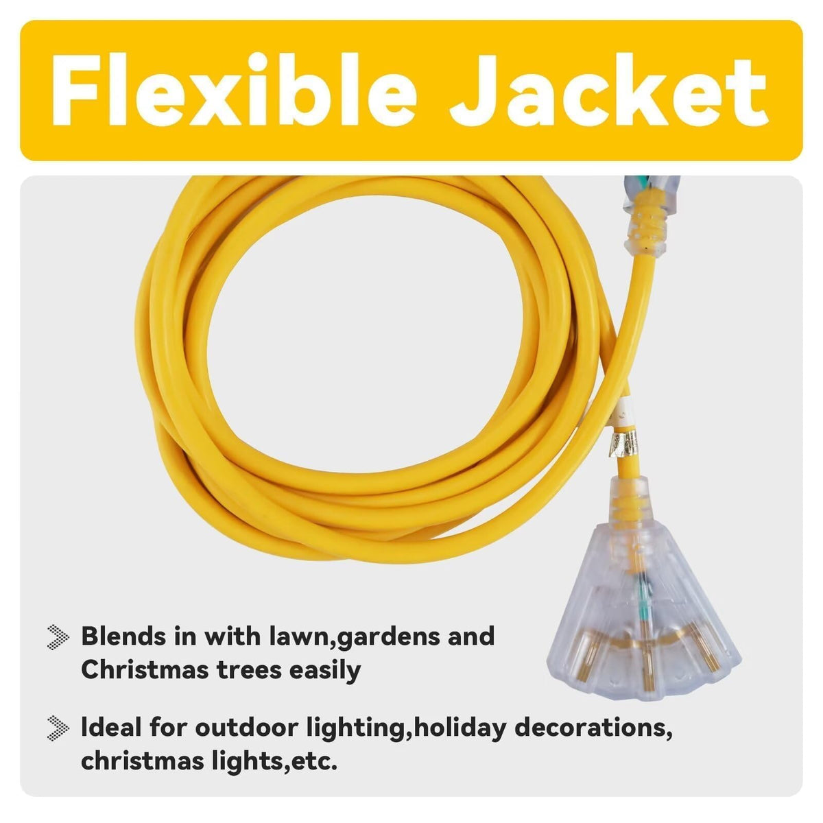 50 Ft Outdoor Extension Cord 3 Outlets Yellow J445654