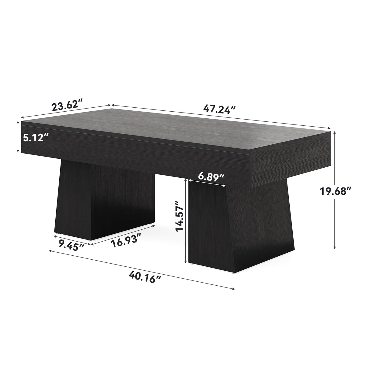 Black 47 Inches Wooden Coffee Table R714