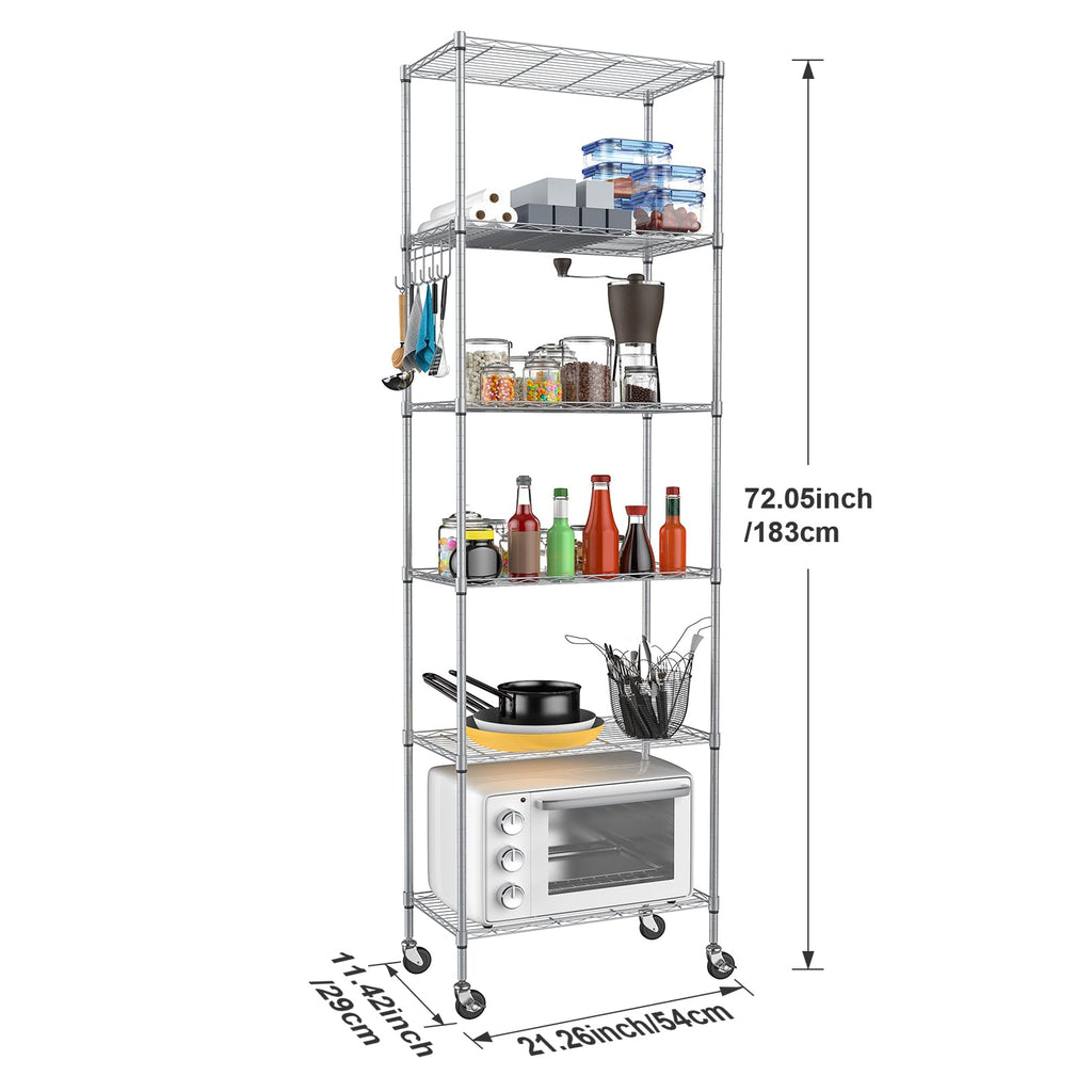 6-Tier Wire Shelving Unit with Caster Wheels R737210