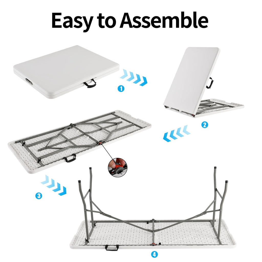 White Portable Folding Table with Carrying Handle S2796