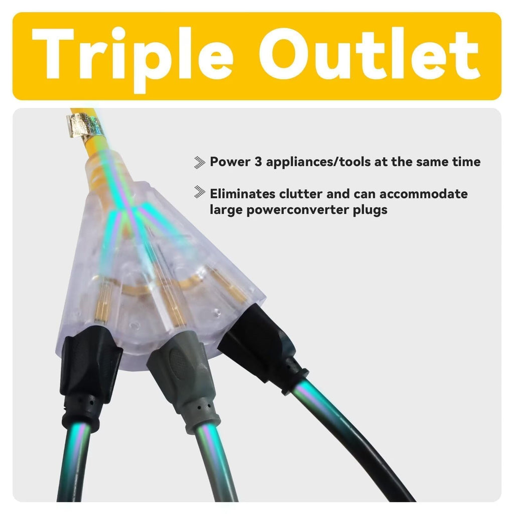 50 Ft Outdoor Extension Cord 3 Outlets Yellow J445654