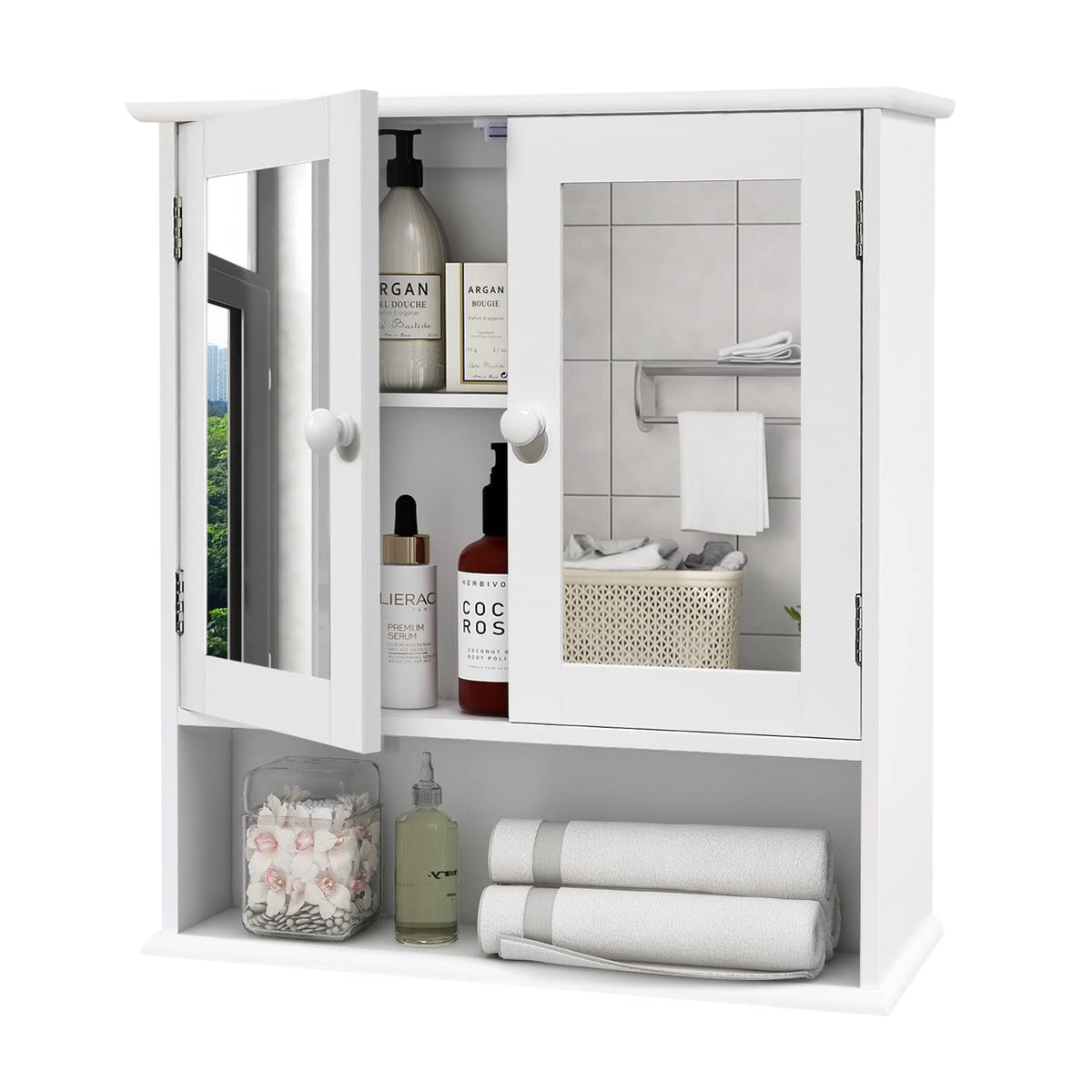 Medicine Cabinet with Mirror 2 Doors W409