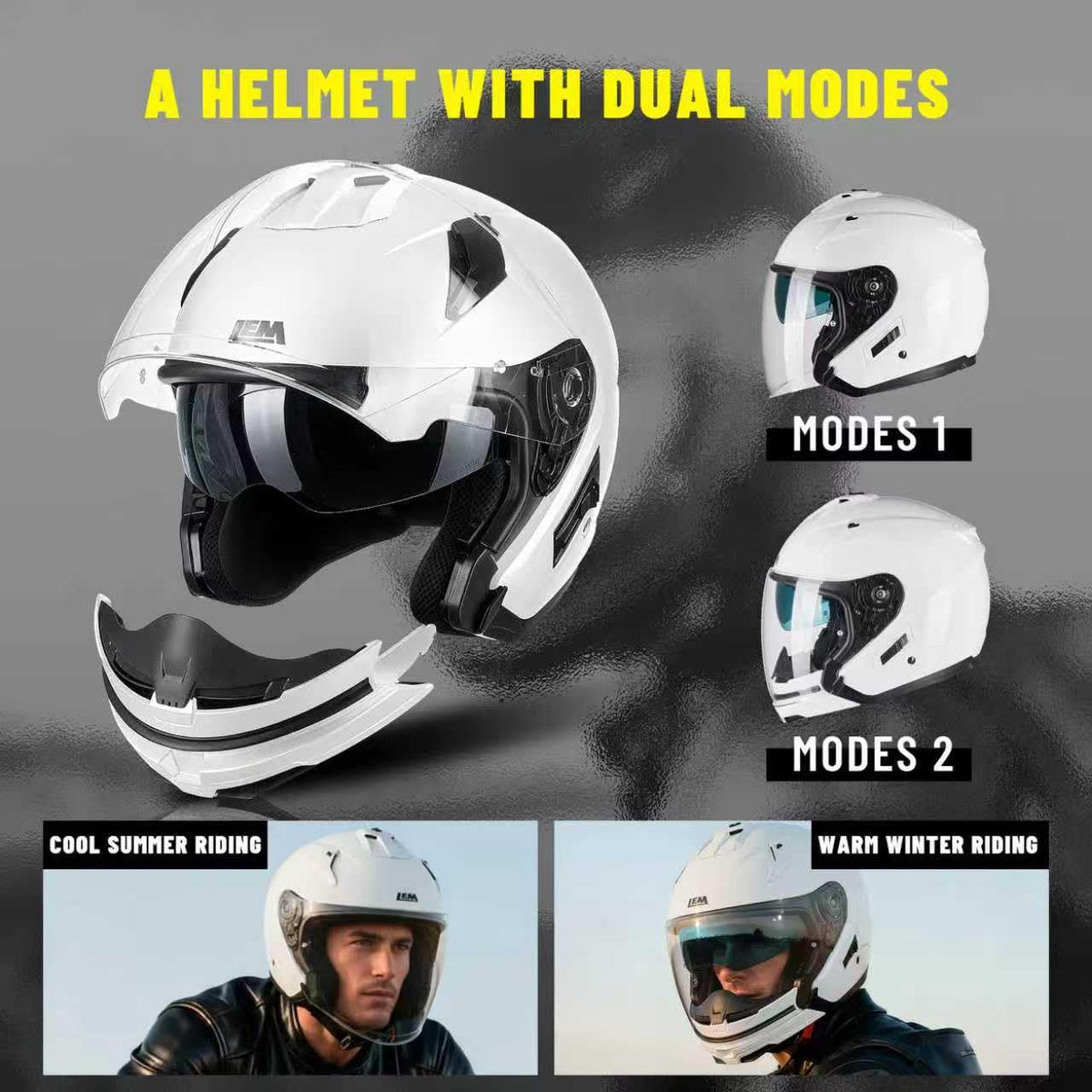 White Medium Full Face Motorcycle Helmets H781762