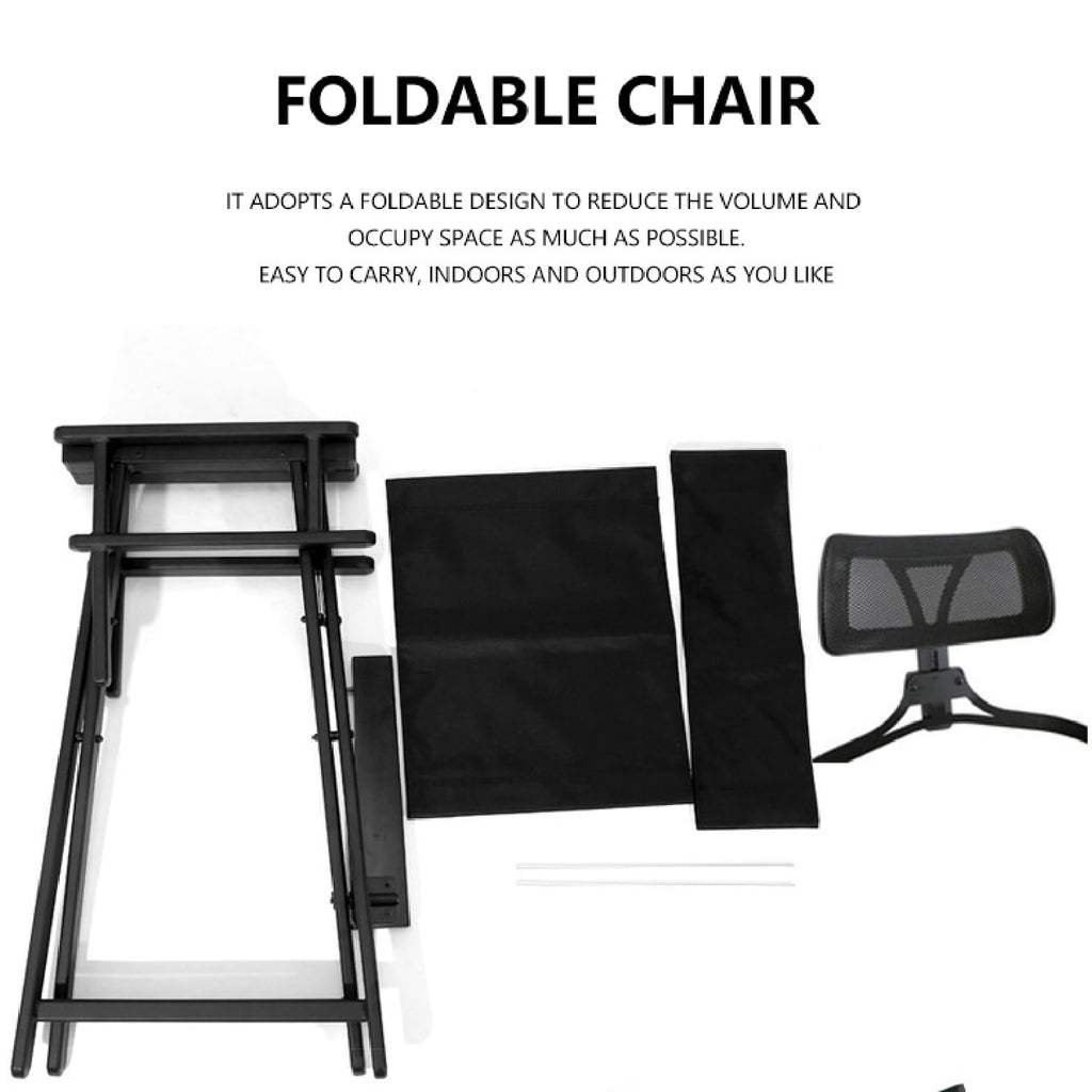 Foldable Stool with Head Rest, Portable Camping Chair, Supports Up to 300 Lbs, Gold L497