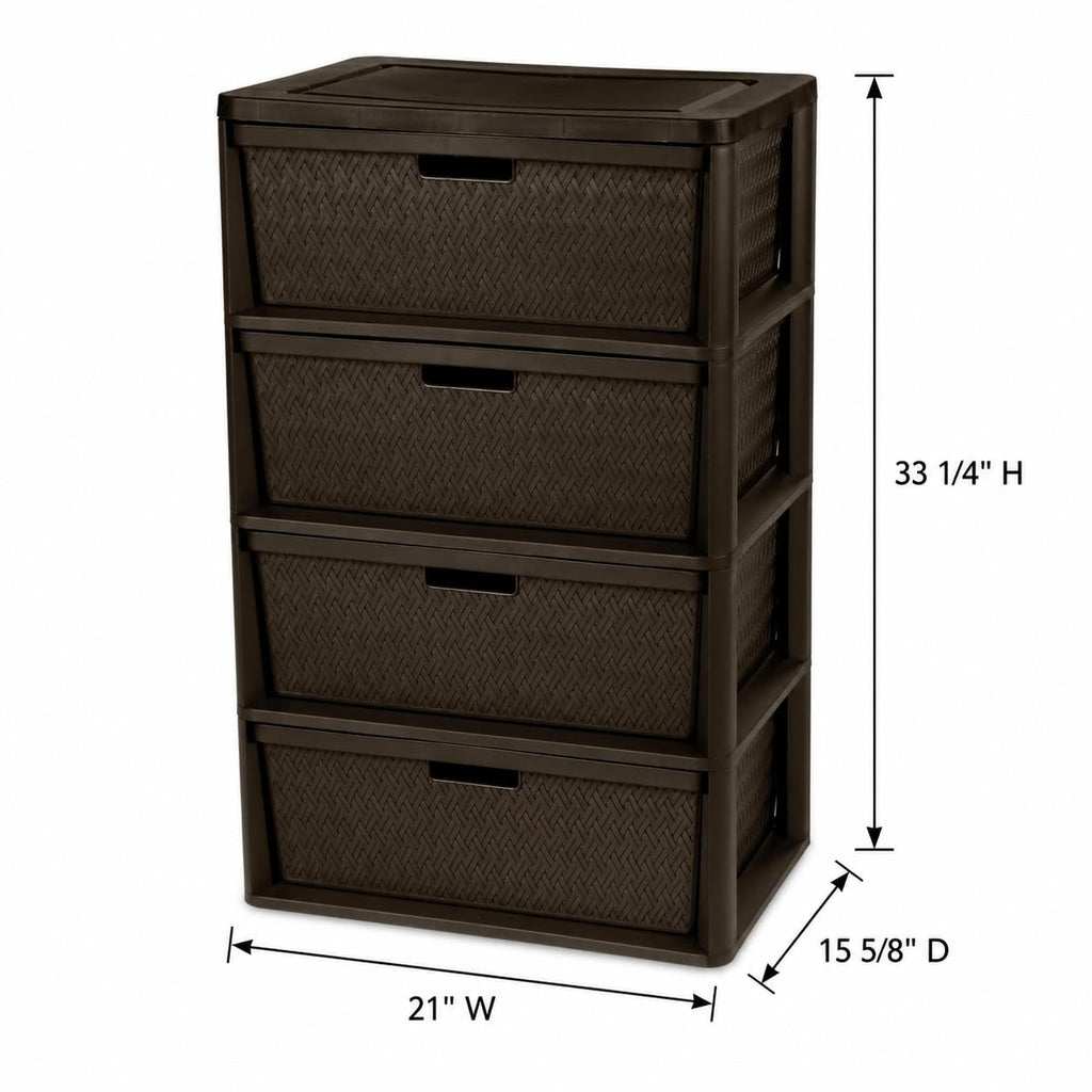 Brown 4 Drawer Plastic Storage Tower E35776