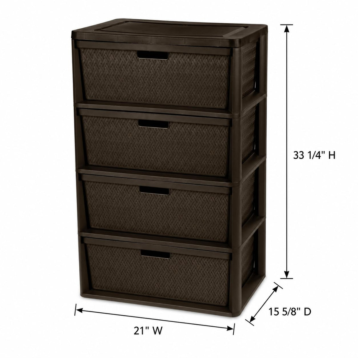 Brown 4 Drawer Plastic Storage Tower E35776