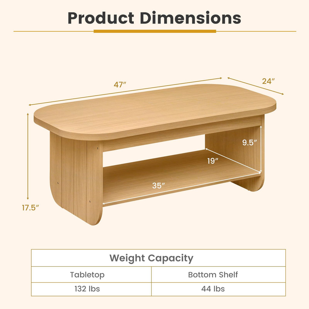 2-Tier Oval Coffee Table with Storage Shelf X83462